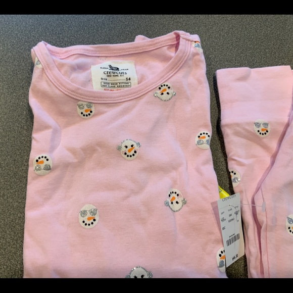 Crew Cuts Girl's Snowman Pink Pajama Set 14 NWT - Picture 3 of 5